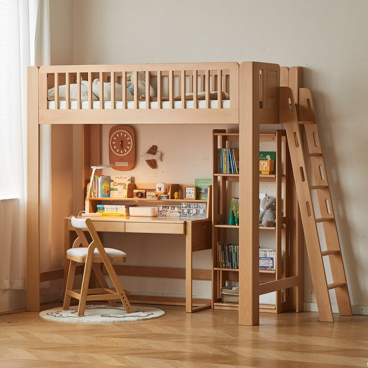 Scandinavian Beech Wood Kids Bunk Bed With Staircase LOFTY