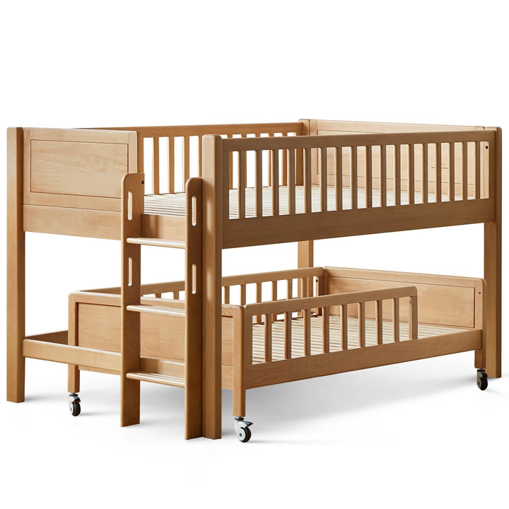 Scandinavian Beech Wood Kids Bunk Bed With Trundle CUBBLE