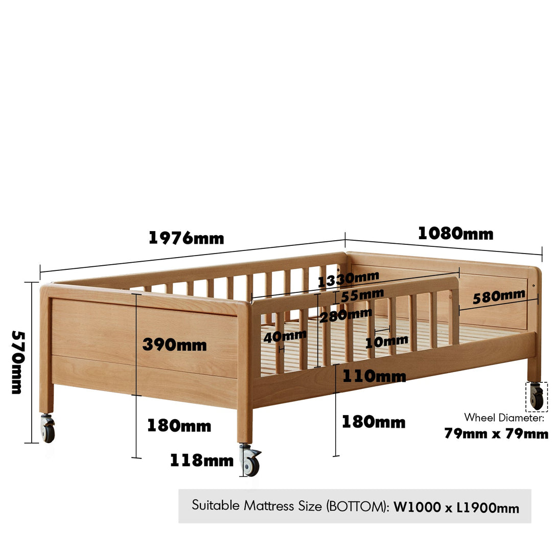 Scandinavian Beech Wood Kids Bunk Bed With Trundle CUBBLE