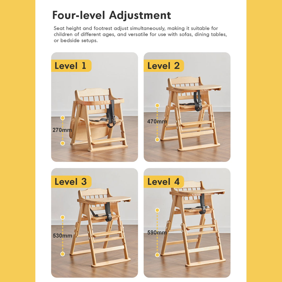 Scandinavian beech wood kids dining chair ayla in panoramic view.
