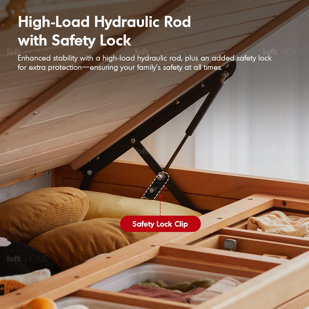 Scandinavian Beech Wood Kids Storage Bed BARRA