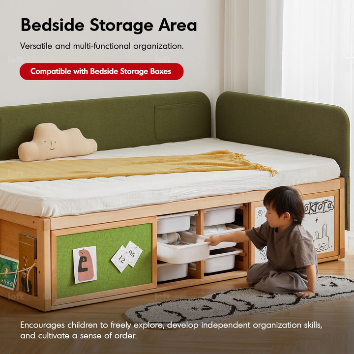 Scandinavian Beech Wood Kids Storage Bed BARRA