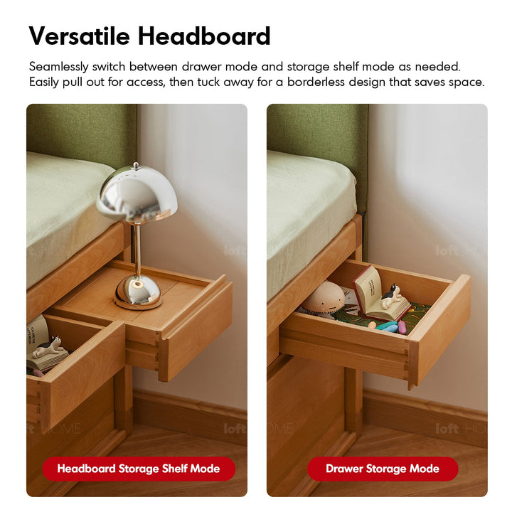 Scandinavian Beech Wood Kids Storage Bed BARRA