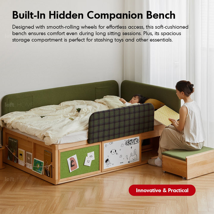 Scandinavian Beech Wood Kids Storage Bed BARRA