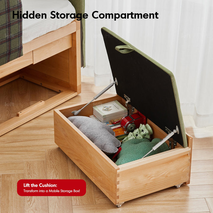 Scandinavian Beech Wood Kids Storage Bed BARRA