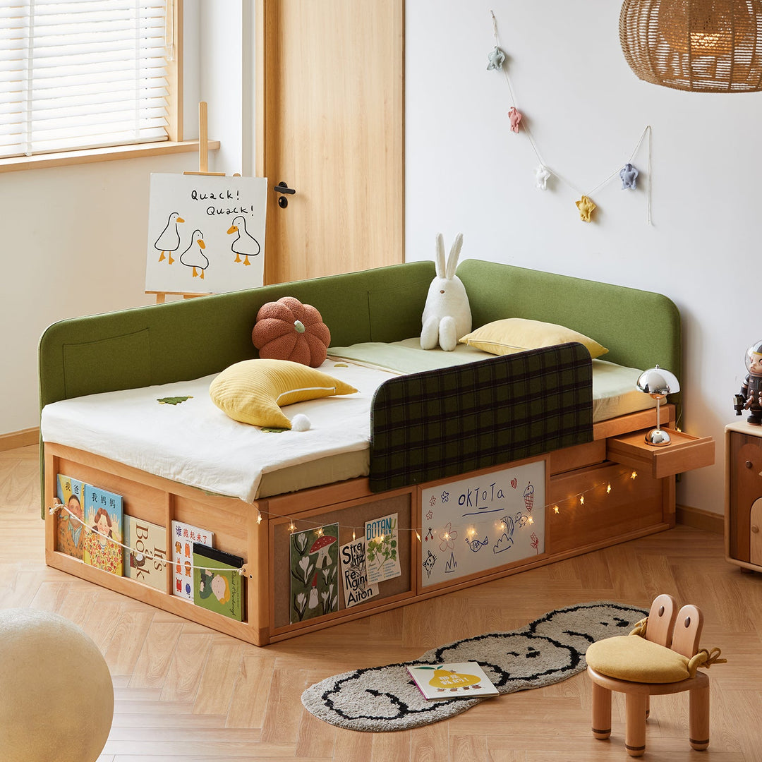 Scandinavian Beech Wood Kids Storage Bed BARRA