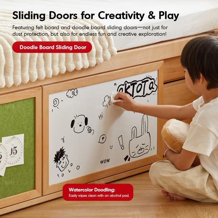 Scandinavian Beech Wood Kids Storage Bed BARRA