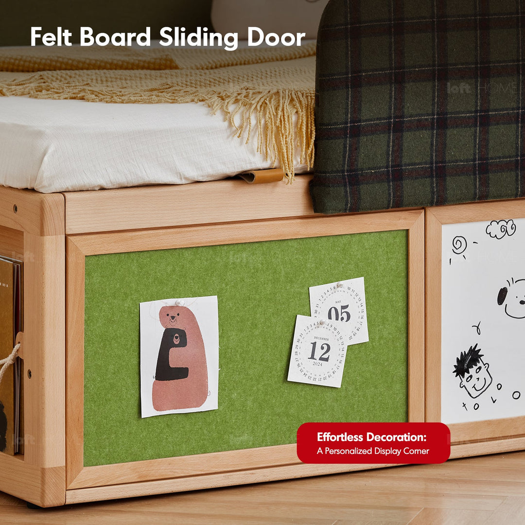 Scandinavian Beech Wood Kids Storage Bed BARRA