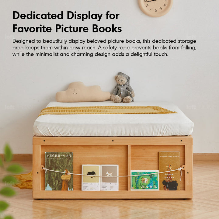 Scandinavian Beech Wood Kids Storage Bed BARRA