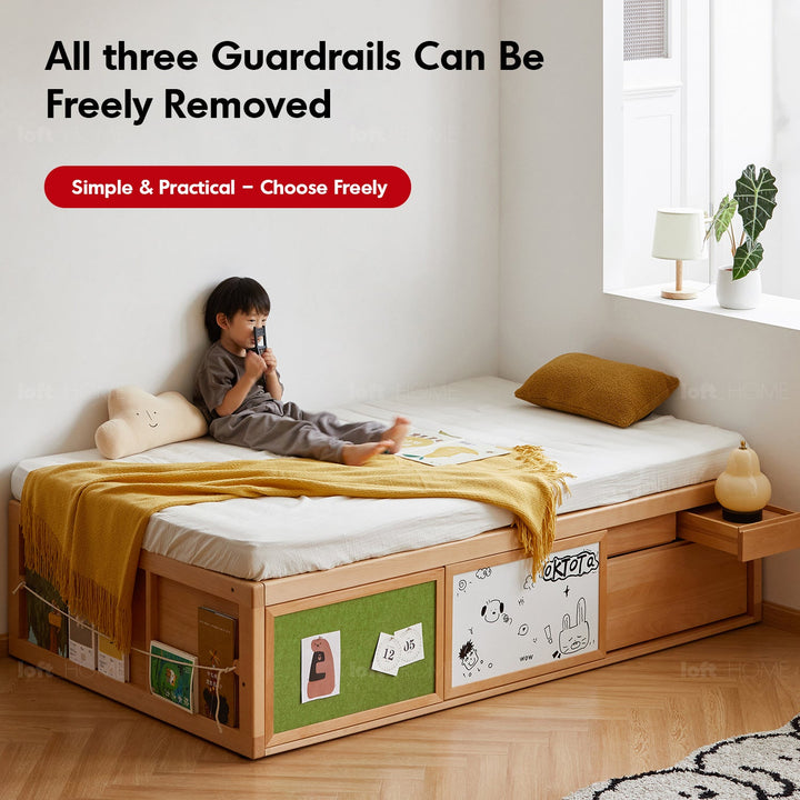 Scandinavian Beech Wood Kids Storage Bed BARRA