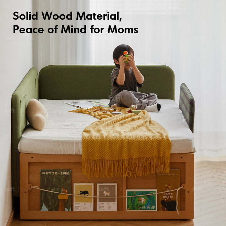 Scandinavian Beech Wood Kids Storage Bed BARRA