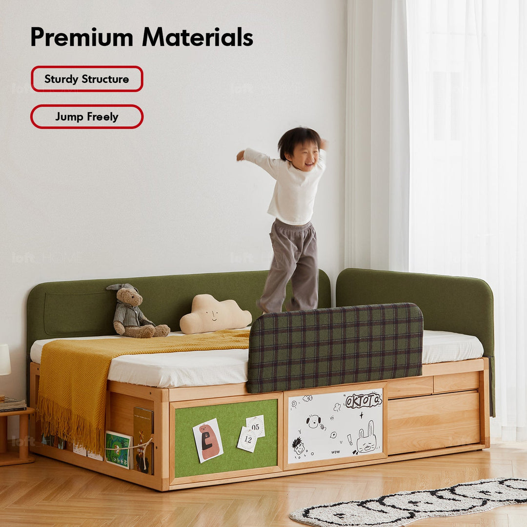 Scandinavian Beech Wood Kids Storage Bed BARRA