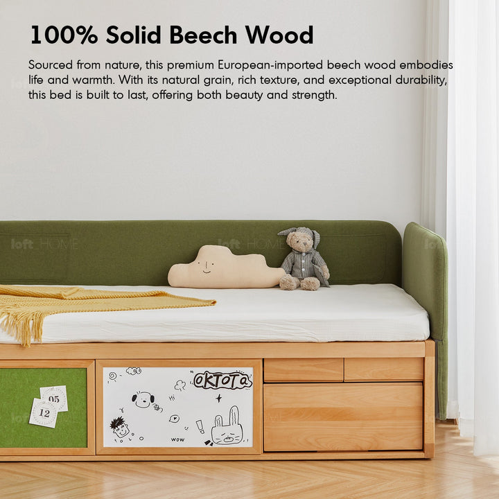 Scandinavian Beech Wood Kids Storage Bed BARRA