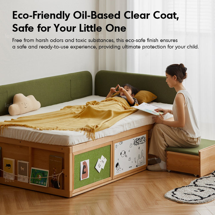 Scandinavian Beech Wood Kids Storage Bed BARRA