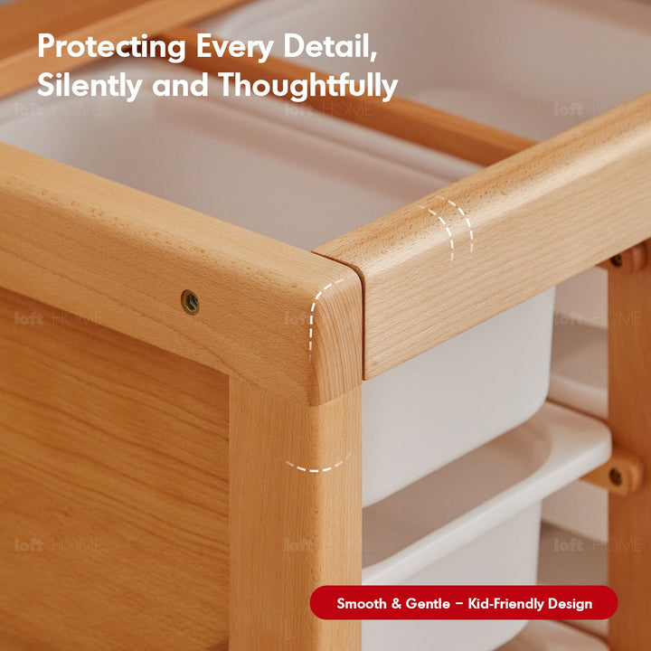 Scandinavian Beech Wood Kids Storage Bed BARRA