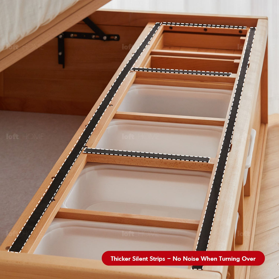 Scandinavian Beech Wood Kids Storage Bed BARRA