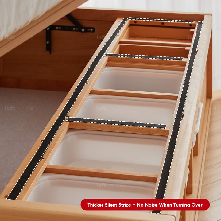 Scandinavian Beech Wood Kids Storage Bed BARRA