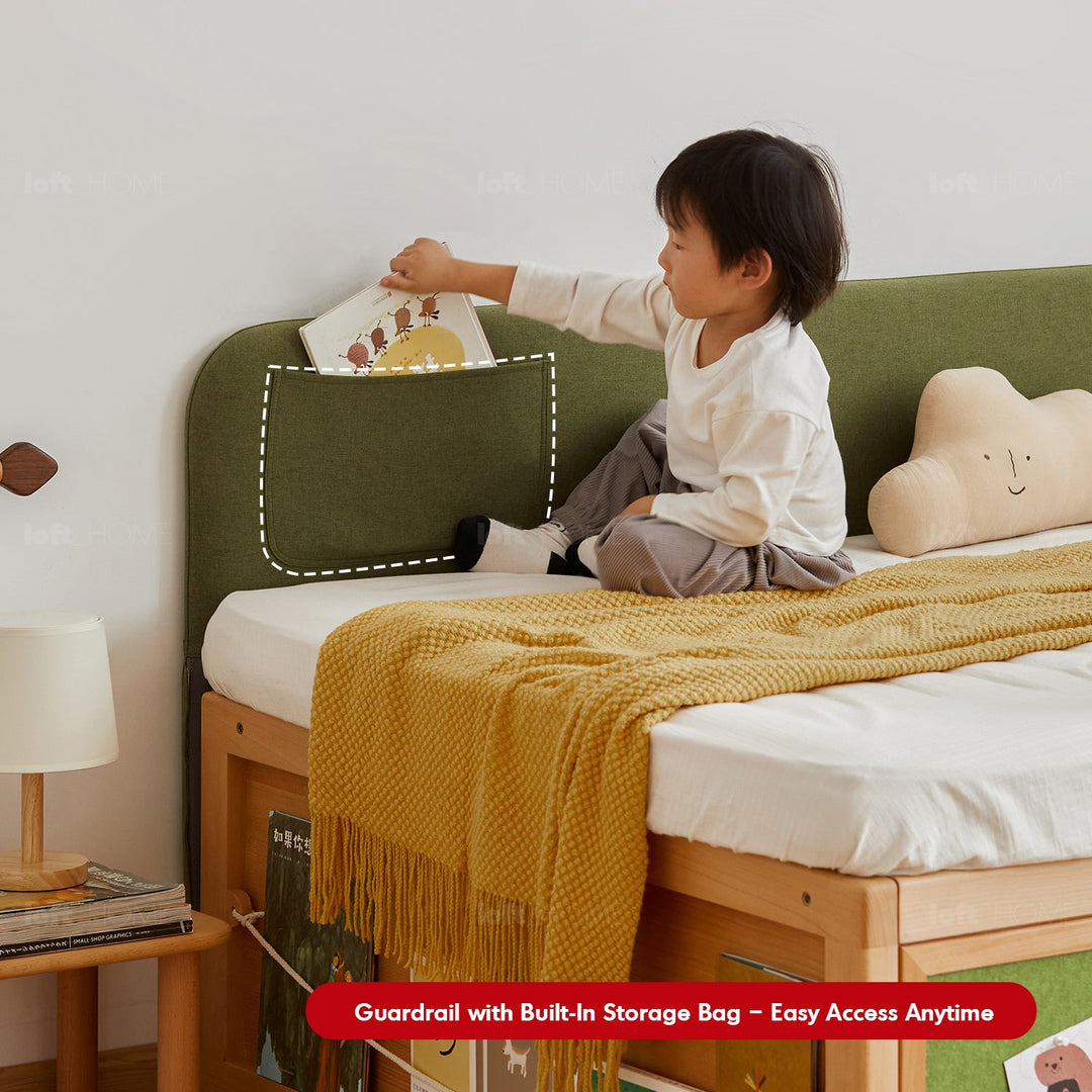 Scandinavian Beech Wood Kids Storage Bed BARRA