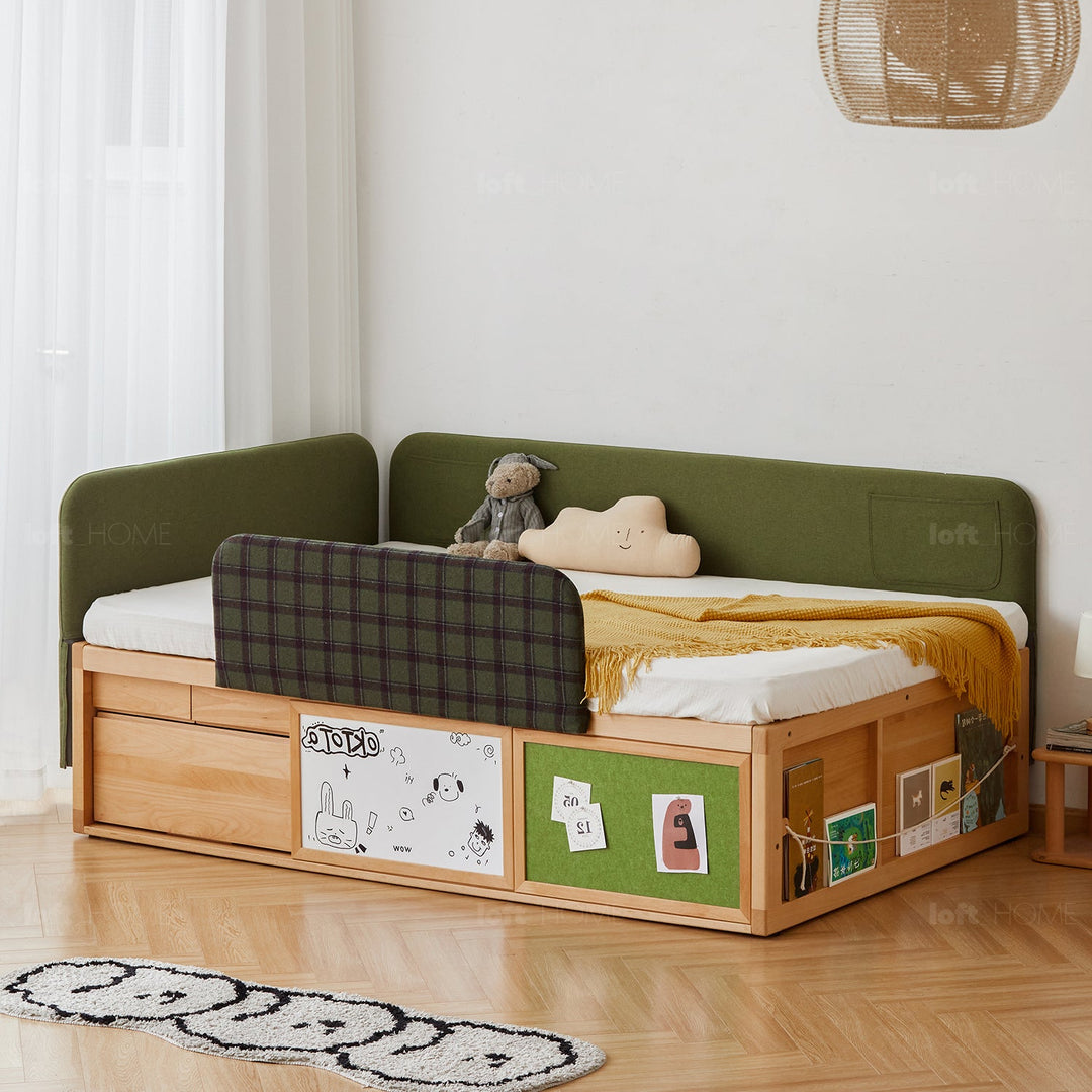 Scandinavian Beech Wood Kids Storage Bed BARRA
