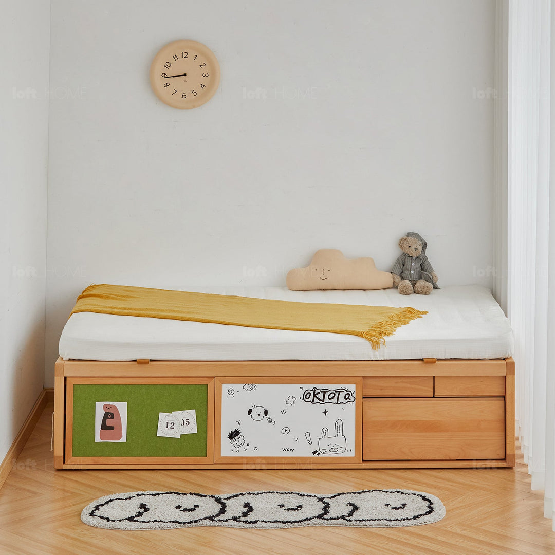 Scandinavian Beech Wood Kids Storage Bed BARRA