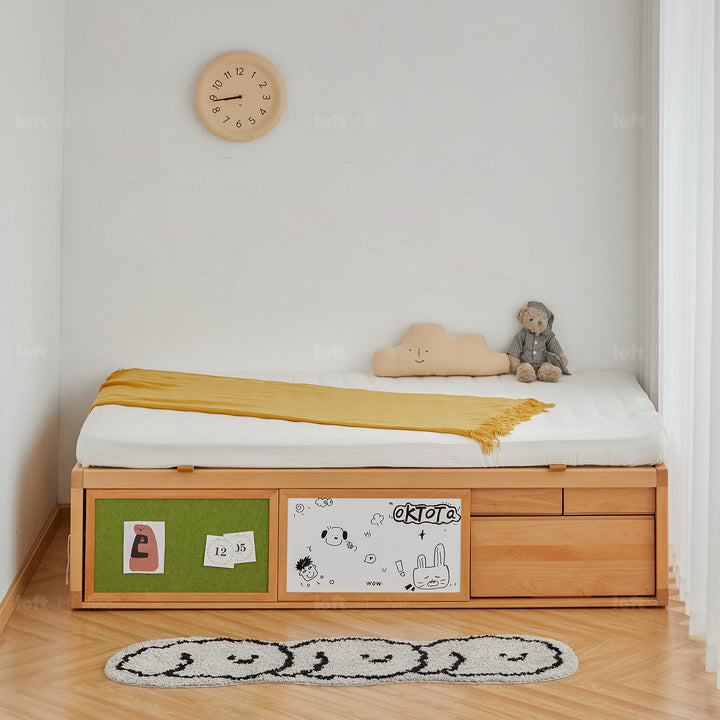 Scandinavian Beech Wood Kids Storage Bed BARRA