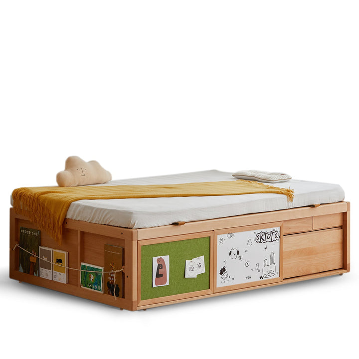 Scandinavian Beech Wood Kids Storage Bed BARRA