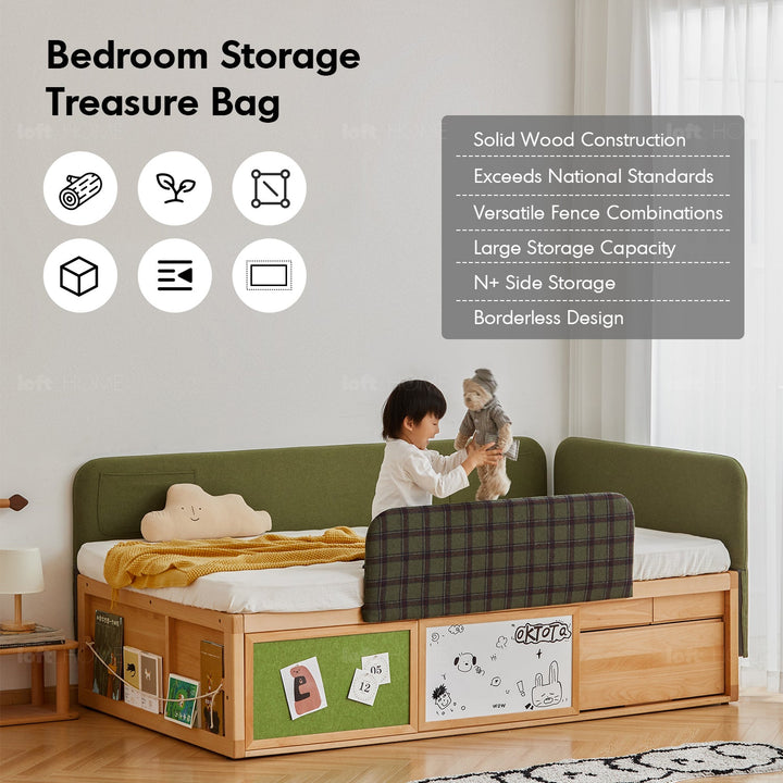 Scandinavian Beech Wood Kids Storage Bed BARRA