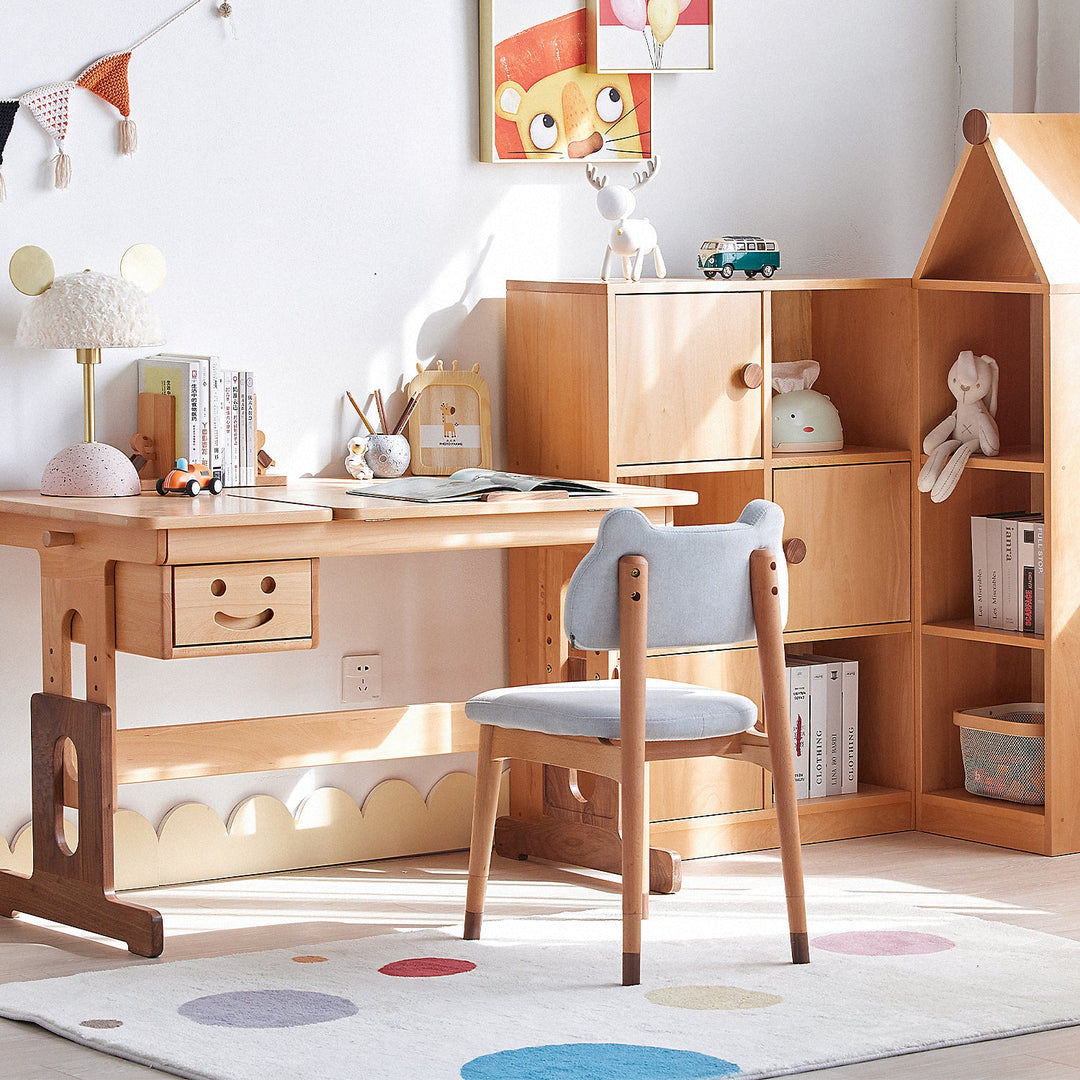 Scandinavian Beech Wood Mixed Weave Fabric Kids Dining Chair CAT