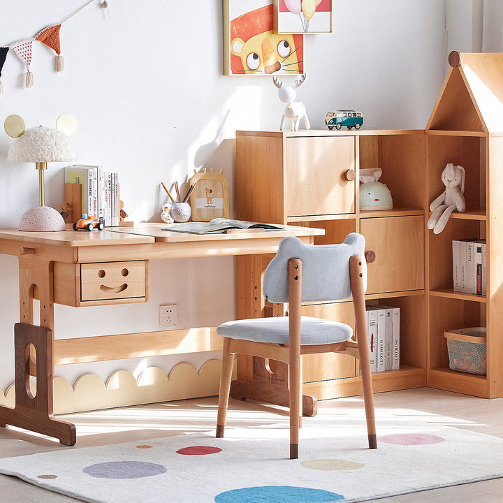 Scandinavian Beech Wood Mixed Weave Fabric Kids Dining Chair CAT