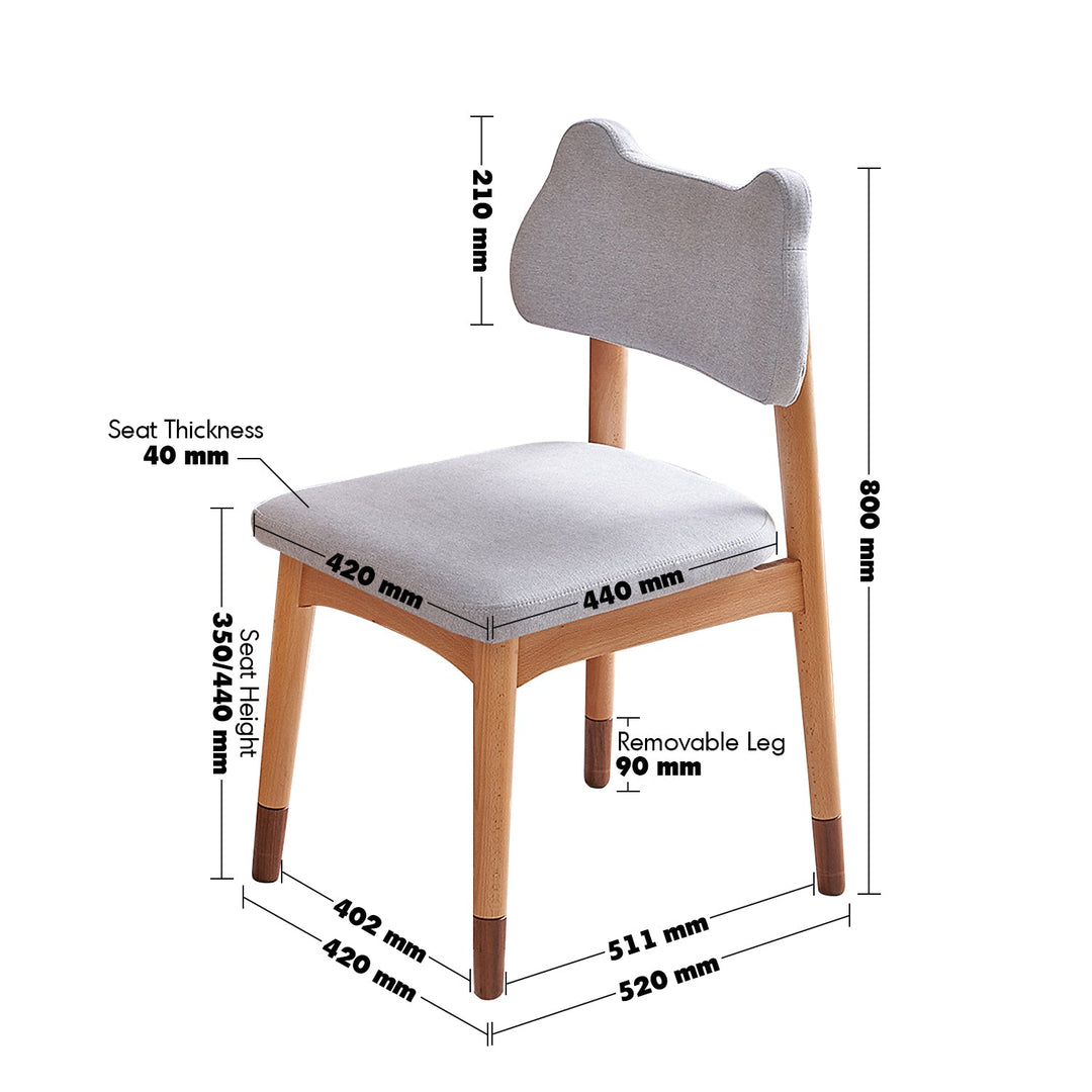 Scandinavian Beech Wood Mixed Weave Fabric Kids Dining Chair CAT