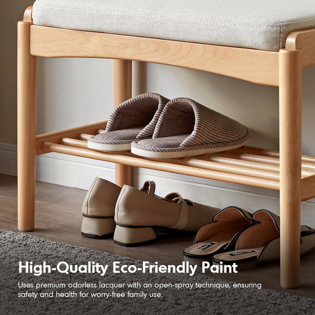 Scandinavian beech wood mixed weave fabric bench step situational feels.