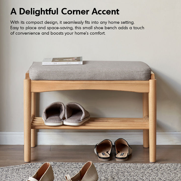 Scandinavian Beech Wood Mixed Weave Fabric Bench STEP