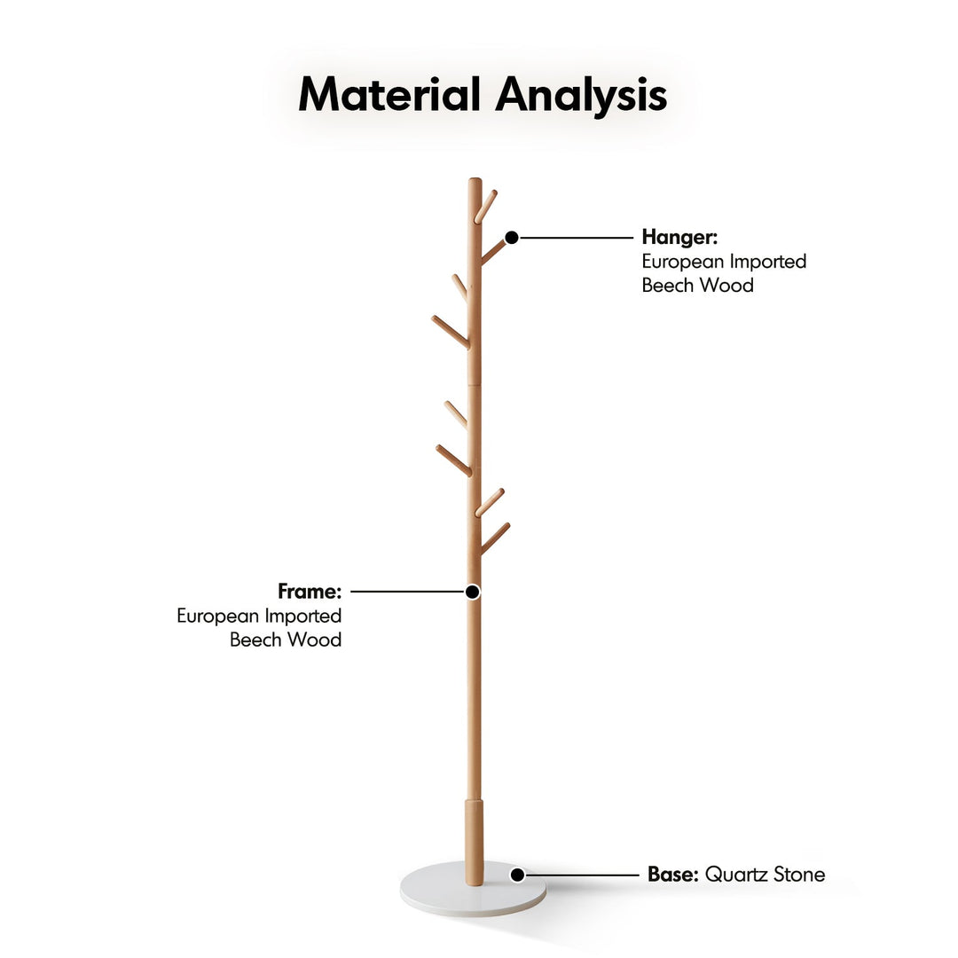 Scandinavian Beech Wood Quartz Stone Base Clothes Hanger PEBBLE