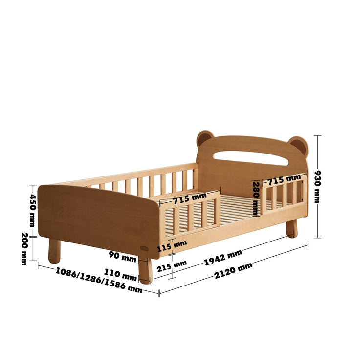 Scandinavian Beech Wood Safety Rails Kids Bed HUGSY