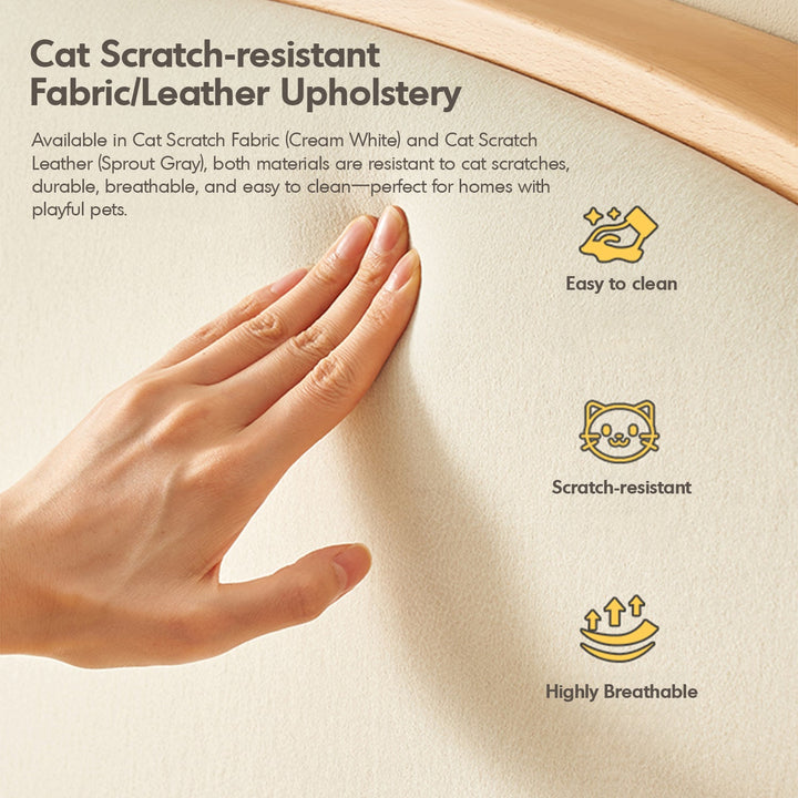 Scandinavian Beech Wood Cat Scratch Resistant Fabric Leather Kids Bed NESTLE