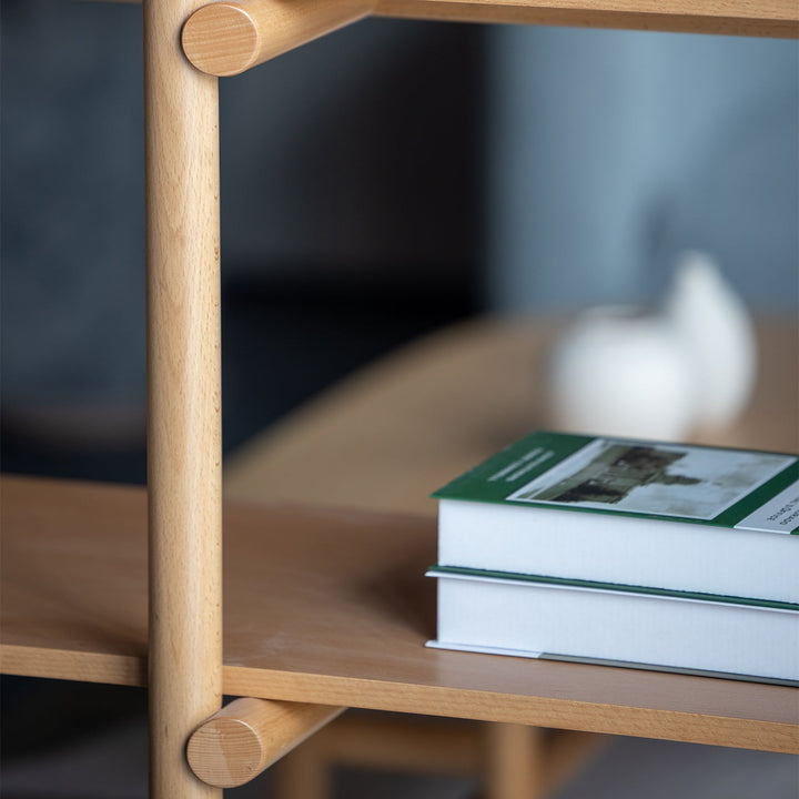 Scandinavian Beech Wood Side Display Shelf HILDA