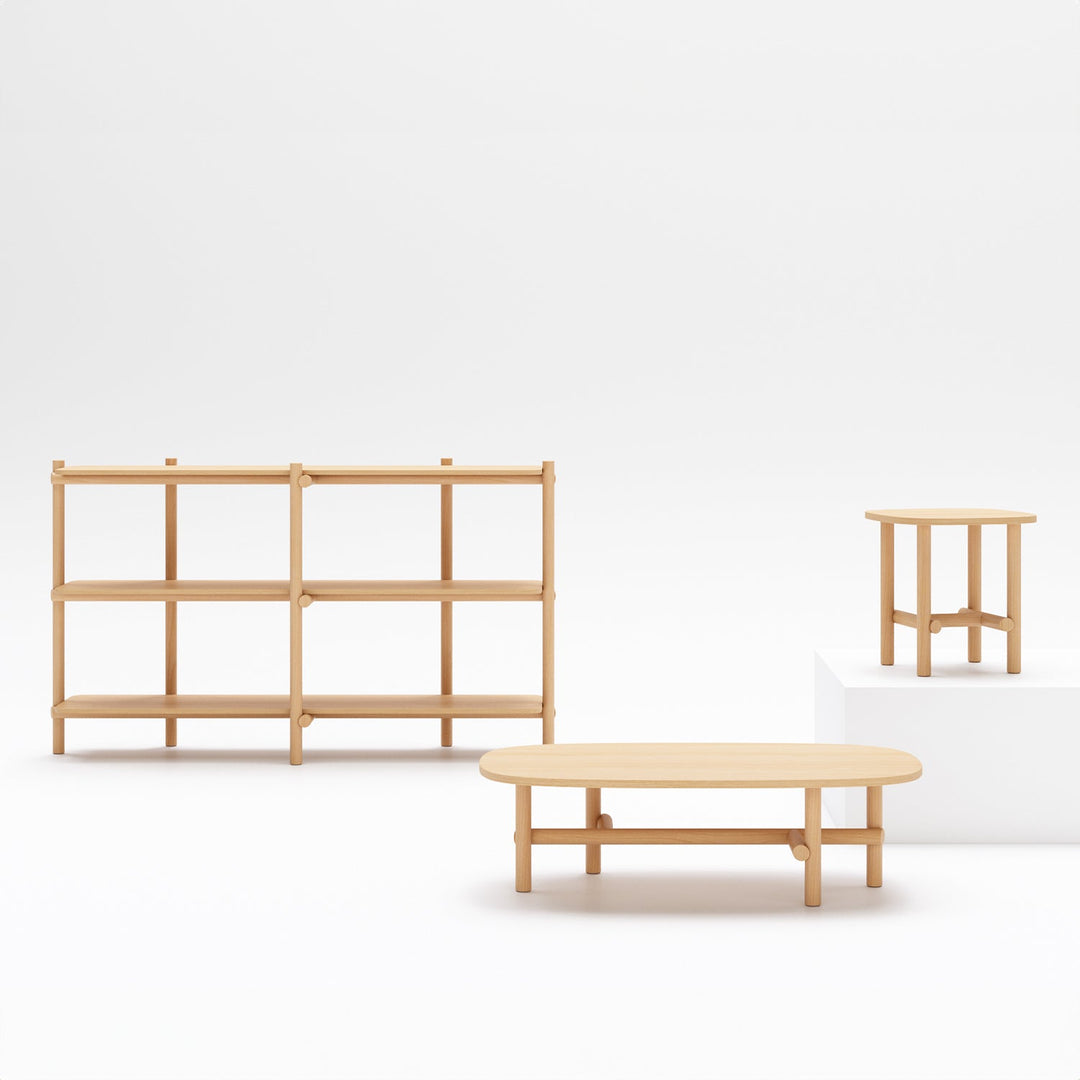 Scandinavian Beech Wood Side Display Shelf HILDA