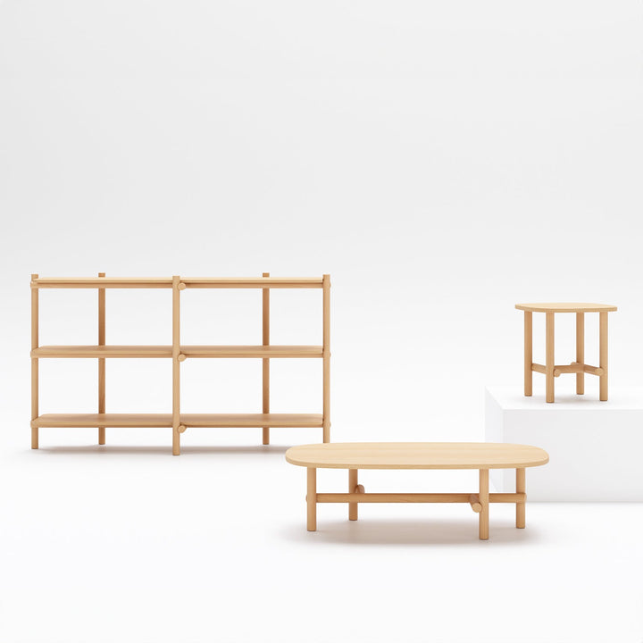 Scandinavian Beech Wood Side Display Shelf HILDA