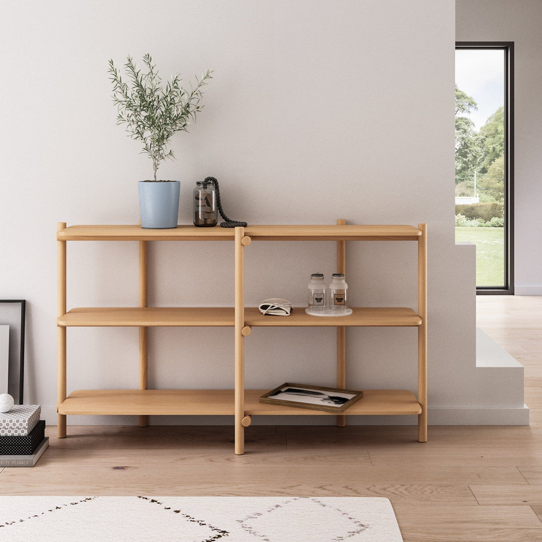 Scandinavian Beech Wood Side Display Shelf HILDA