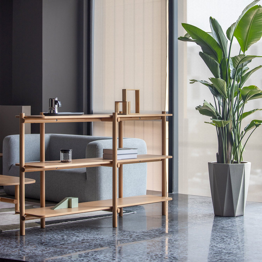 Scandinavian Beech Wood Side Display Shelf HILDA