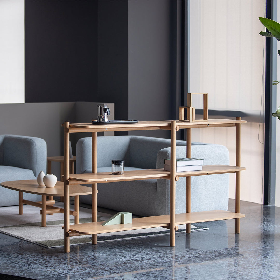 Scandinavian Beech Wood Side Display Shelf HILDA