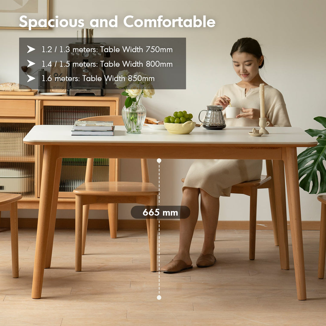 Scandinavian Beech Wood Sintered Stone Dining Table LUNA