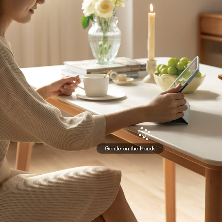 Scandinavian Beech Wood Sintered Stone Dining Table LUNA