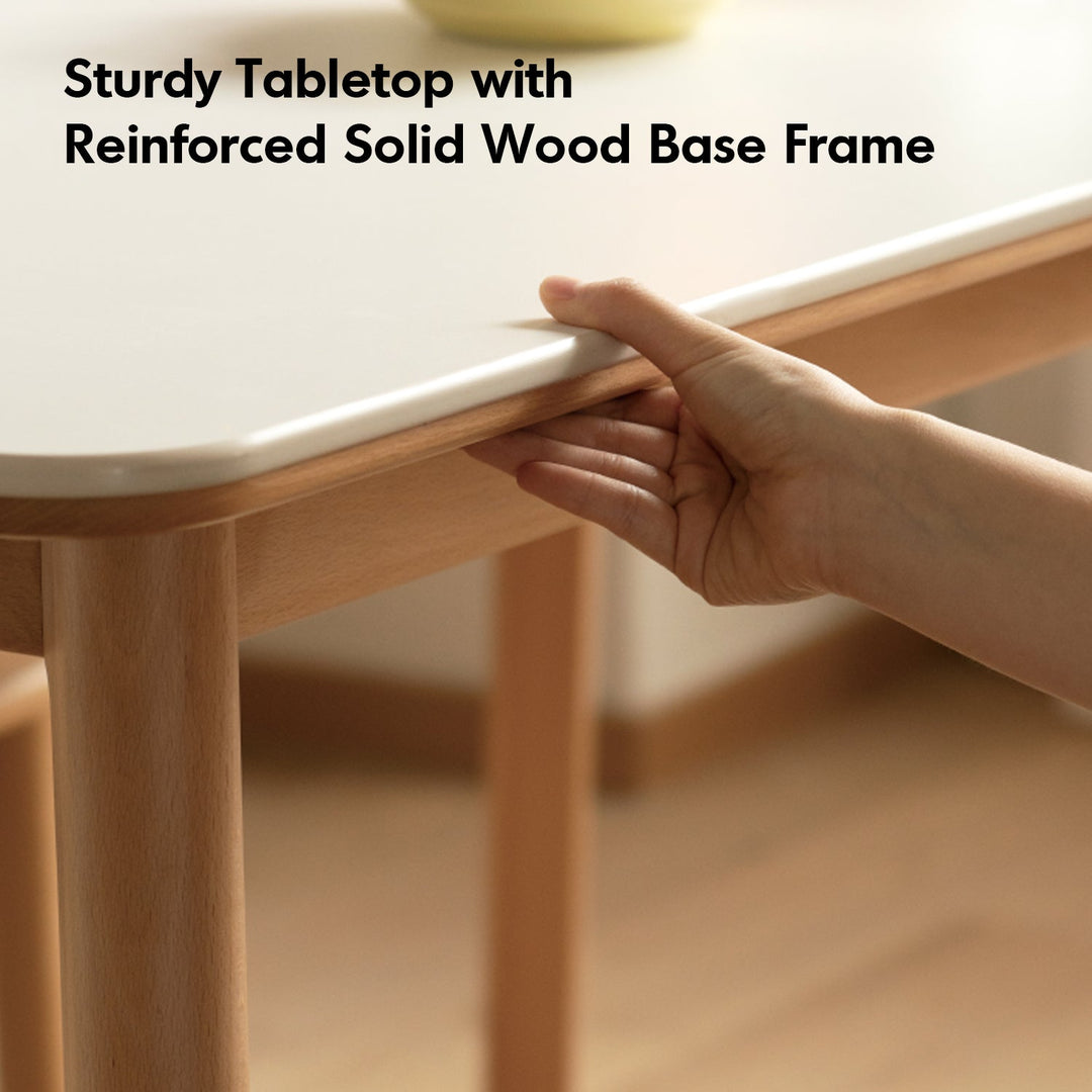 Scandinavian Beech Wood Sintered Stone Dining Table LUNA