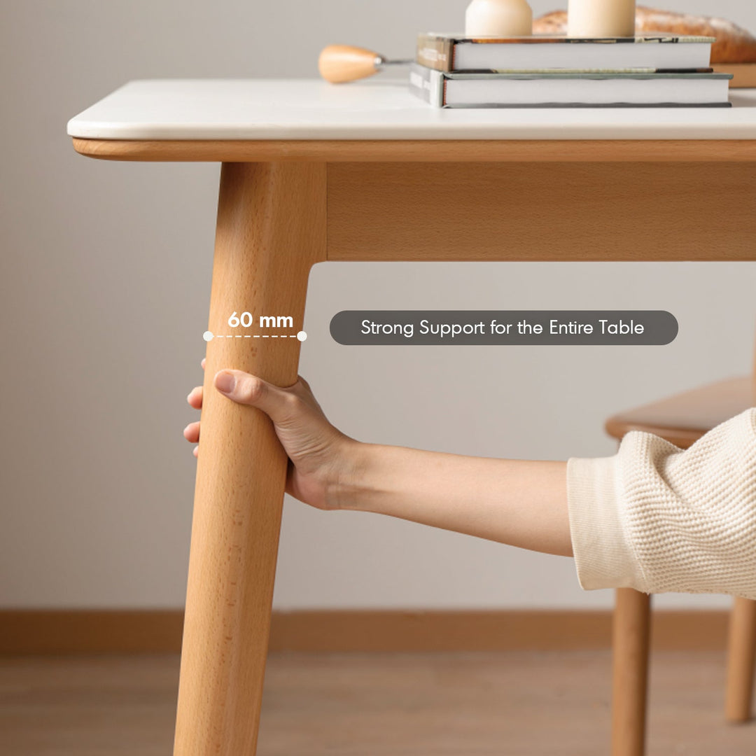 Scandinavian Beech Wood Sintered Stone Dining Table LUNA