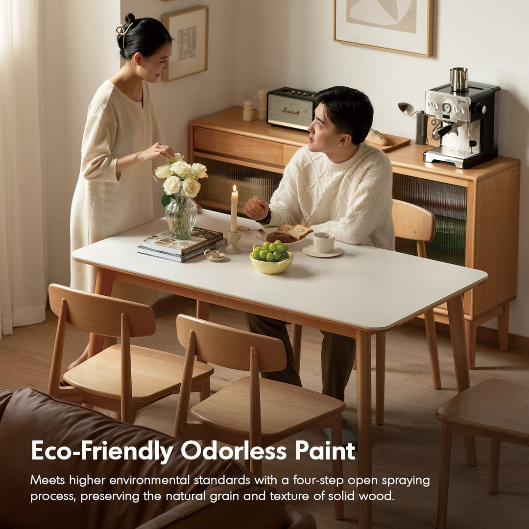 Scandinavian Beech Wood Sintered Stone Dining Table LUNA