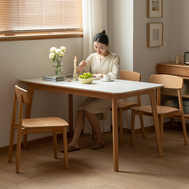 Scandinavian Beech Wood Sintered Stone Dining Table LUNA