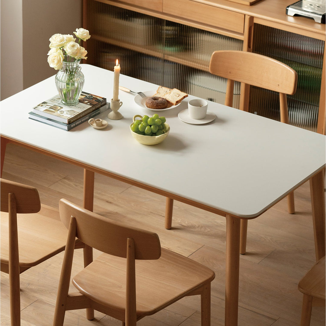 Scandinavian Beech Wood Sintered Stone Dining Table LUNA