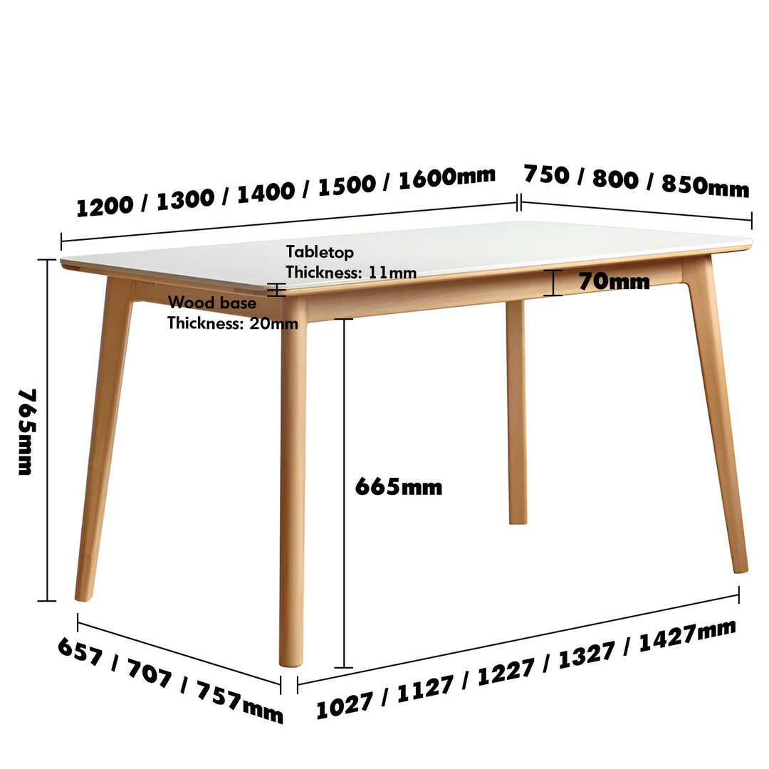 Scandinavian Beech Wood Sintered Stone Dining Table LUNA
