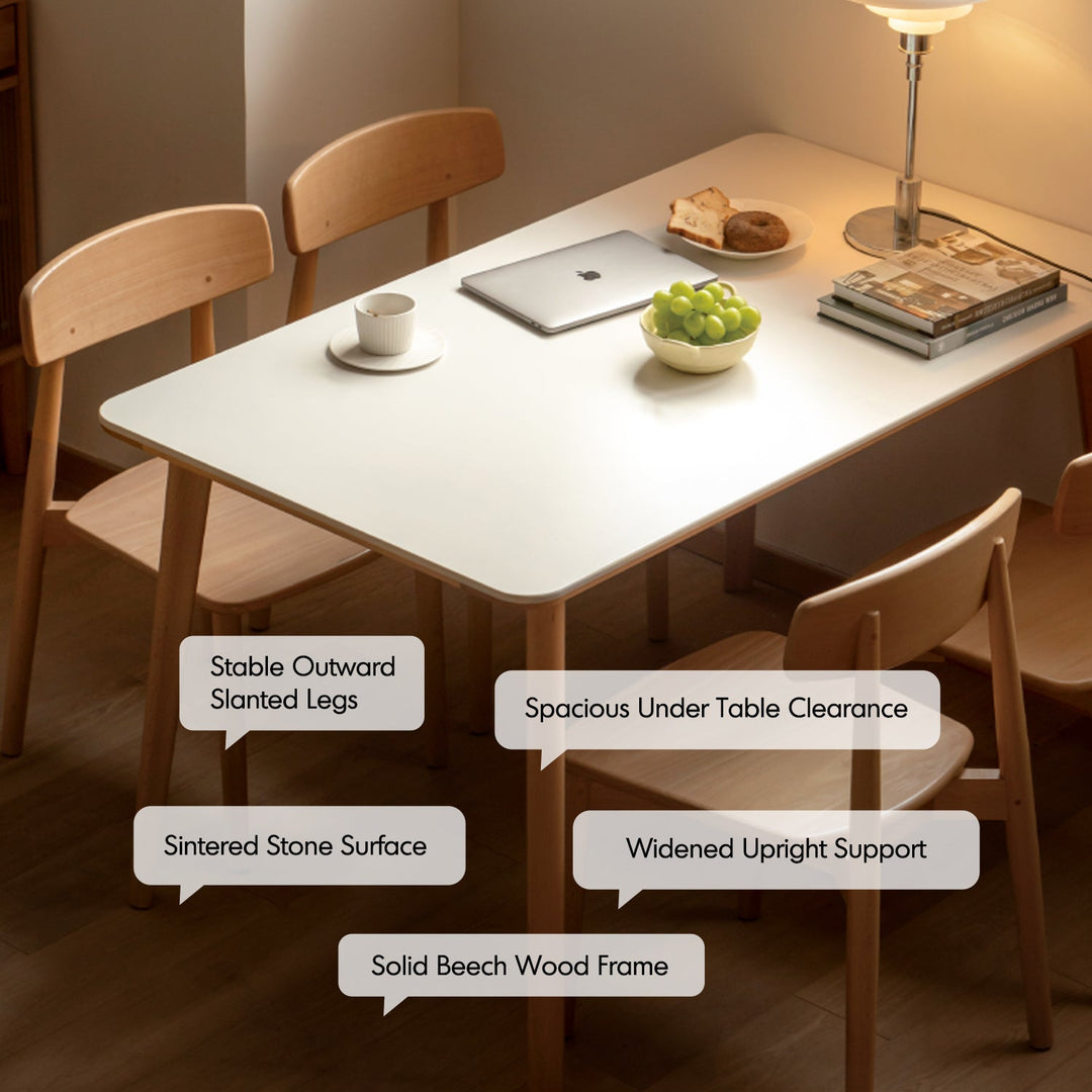 Scandinavian Beech Wood Sintered Stone Dining Table LUNA